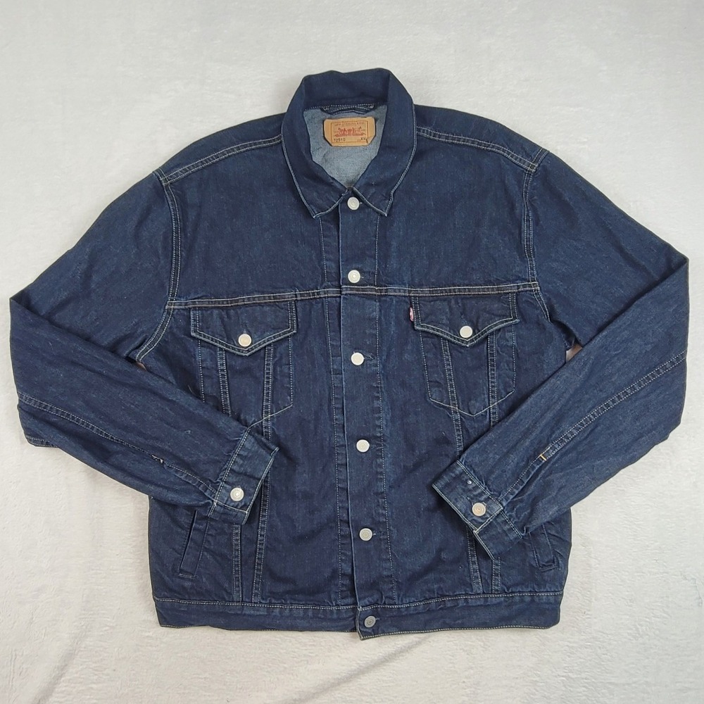 Levis 72510 Trucker Jacket Mens XXL Dark Wash Indigo Cotton Denim Button Up